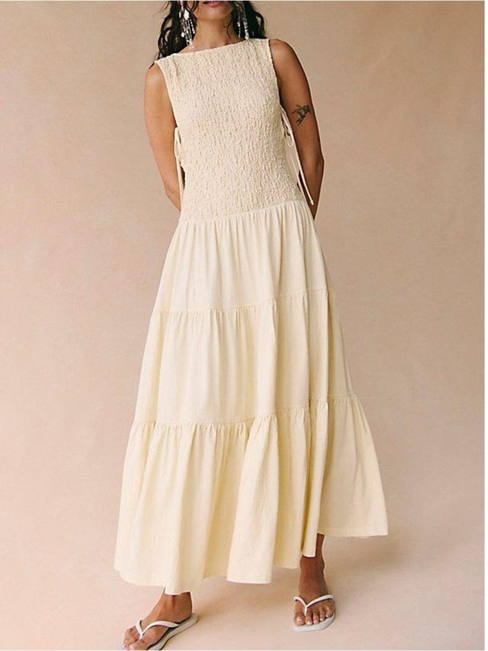 Sterling Smocked Side Tie Maxi Dress - XS
